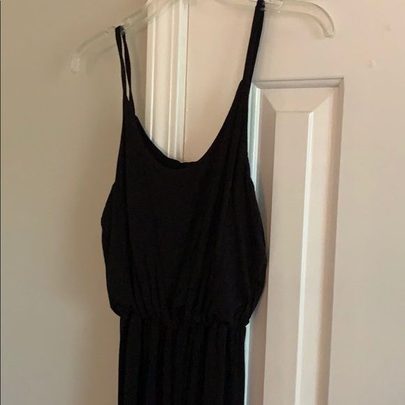 Midi length black stretchy knit casual dress - Picture 2 of 4